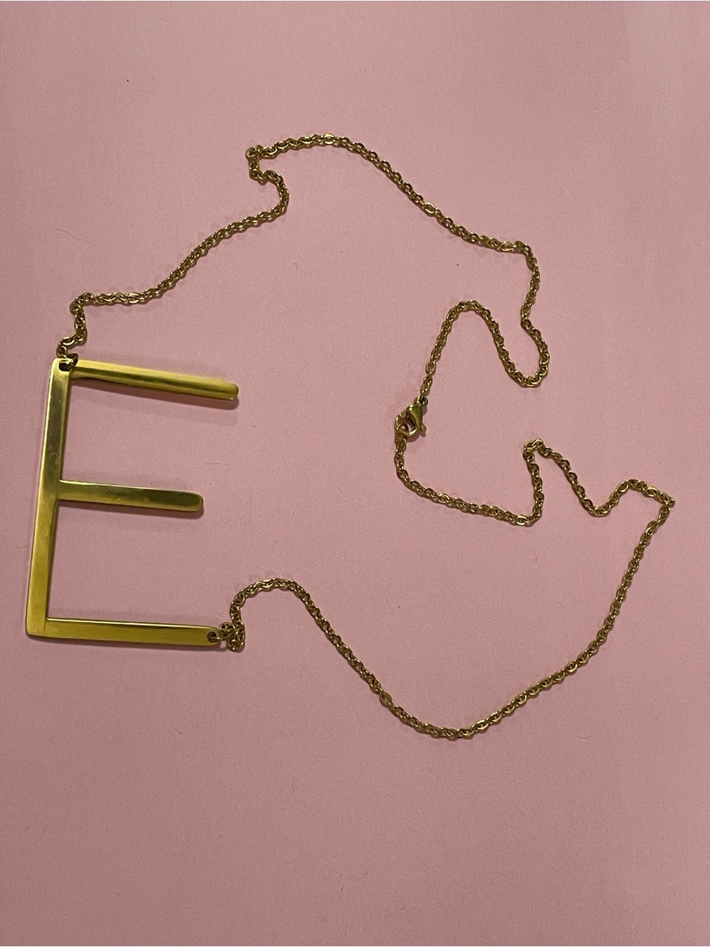 Initial E Personalized Gold Tone Statement Necklace #9345